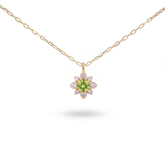 ペリドット×ダイヤモンド0.07ct ネックレス K18YG