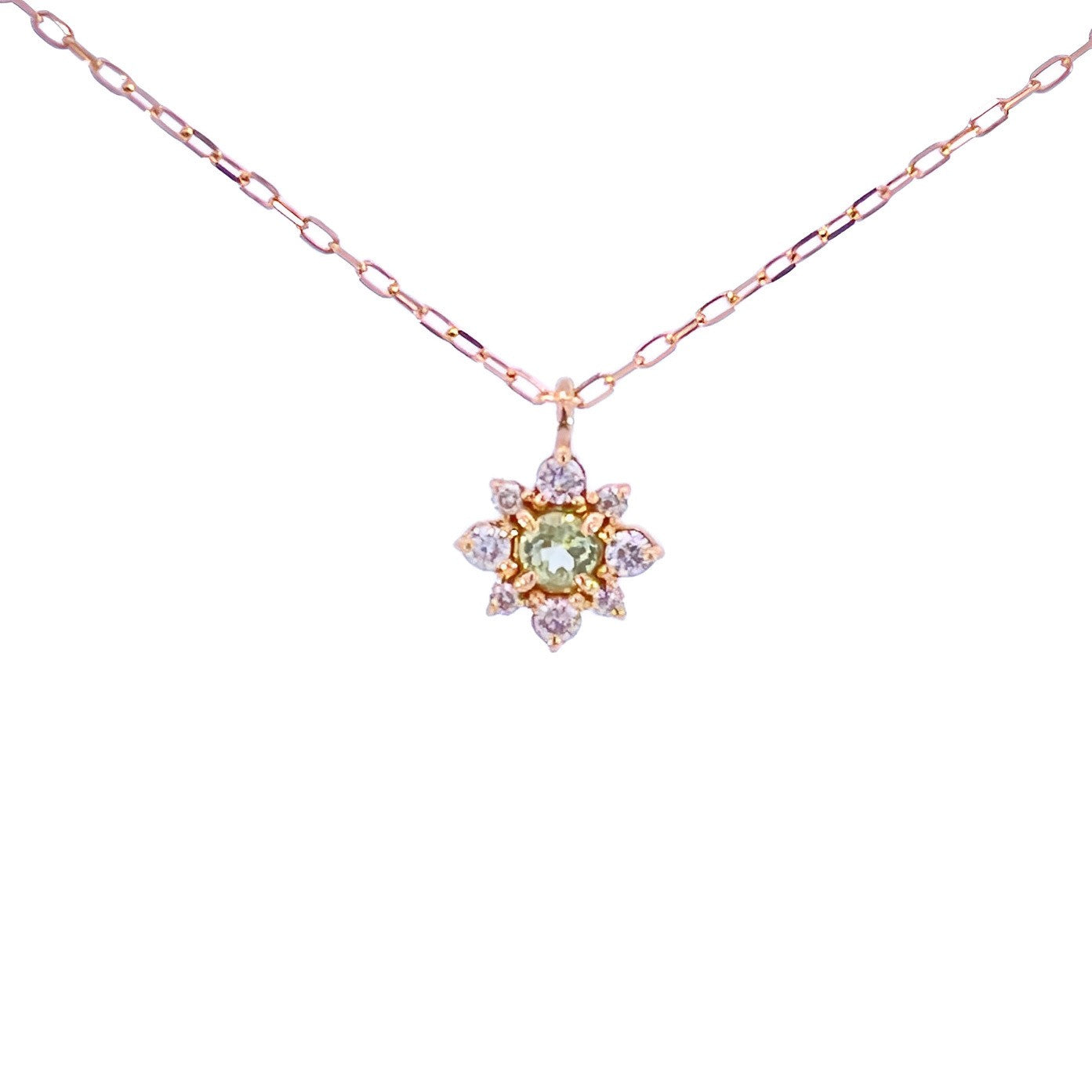 ペリドット×ダイヤモンド0.07ct ネックレス K18YG