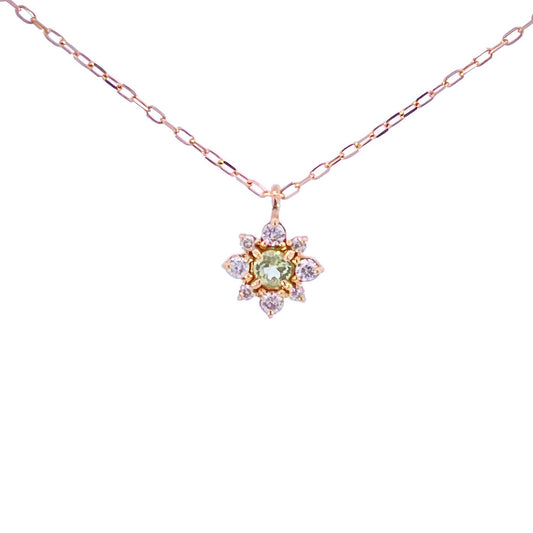 ペリドット×ダイヤモンド0.07ct ネックレス K18YG