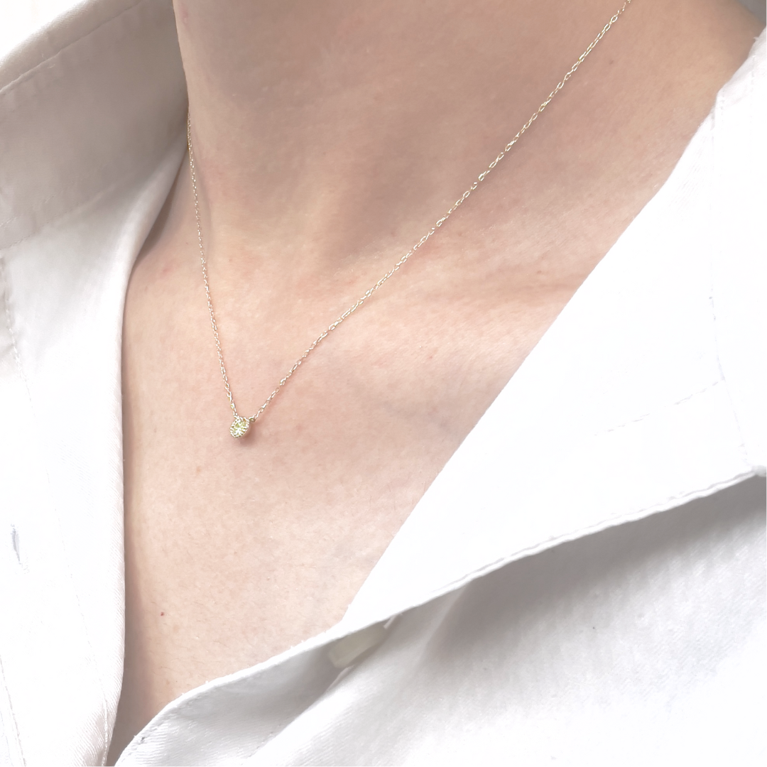 ペリドット ミルグレインネックレス K10YG