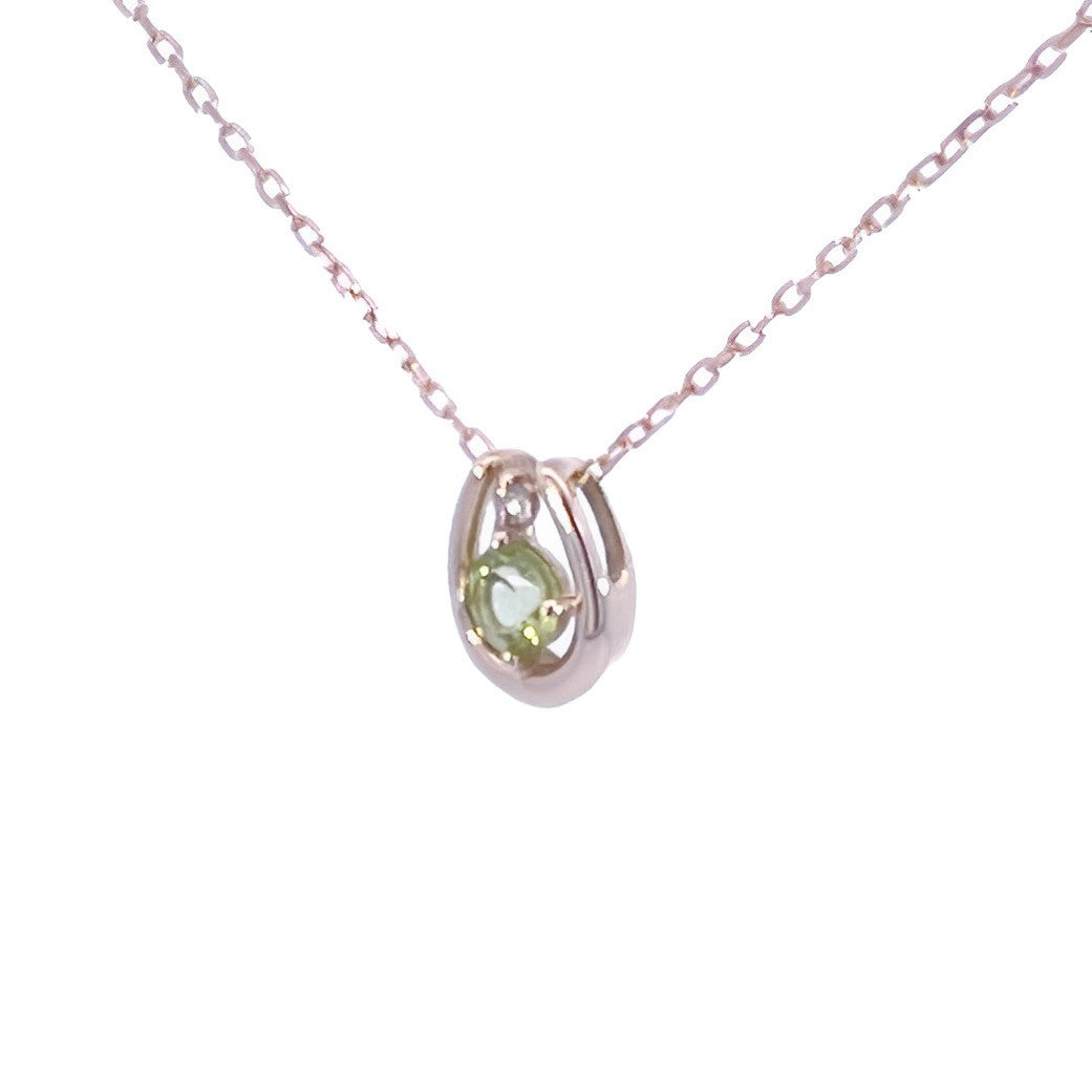 ペリドット×ダイヤモンド0.01ct ホースシューネックレス K10YG