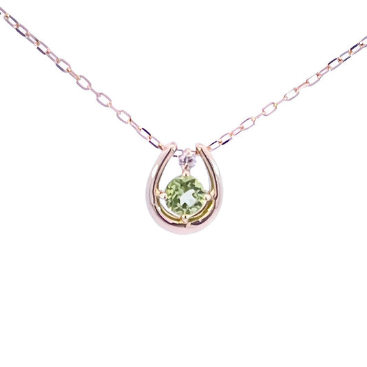 ペリドット×ダイヤモンド0.01ct ホースシューネックレス K10YG