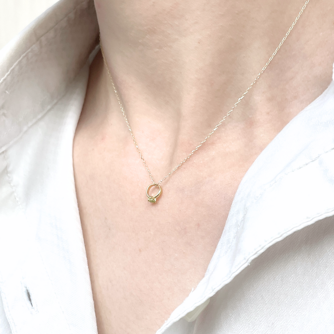 ペリドット ベビーリングネックレス K10YG