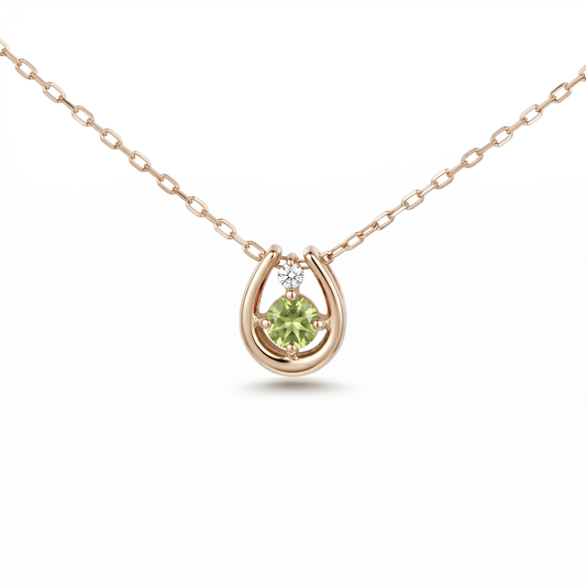 ペリドット×ダイヤモンド0.01ct ホースシューネックレス K10YG