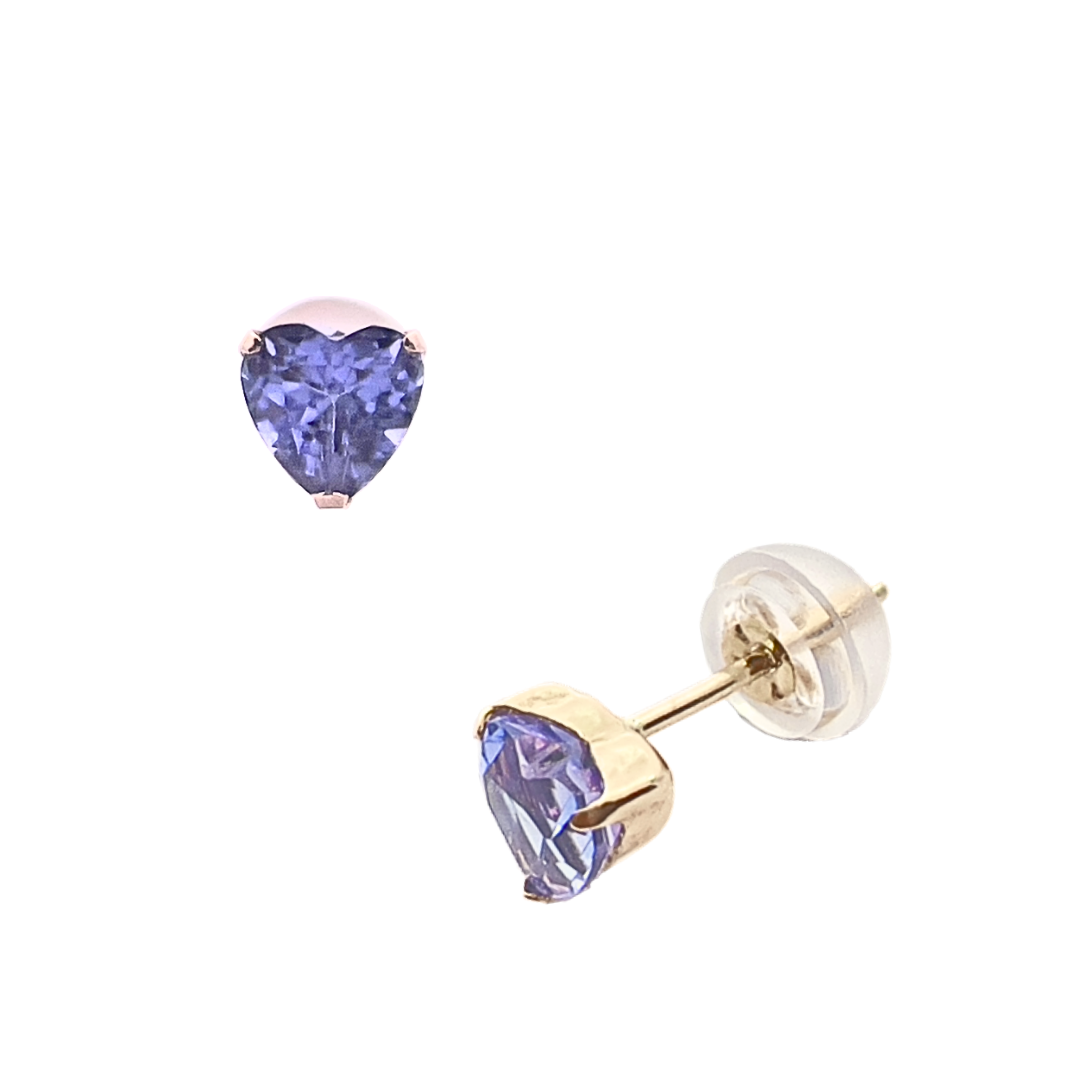 タンザナイト　ハートシェイプカット　ピアス　K10YG