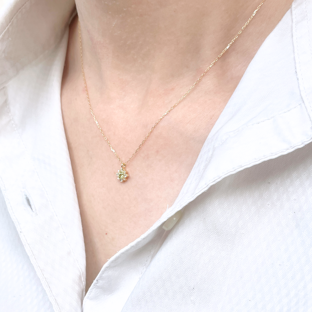 ペリドット×ダイヤモンド0.07ct ネックレス K18YG