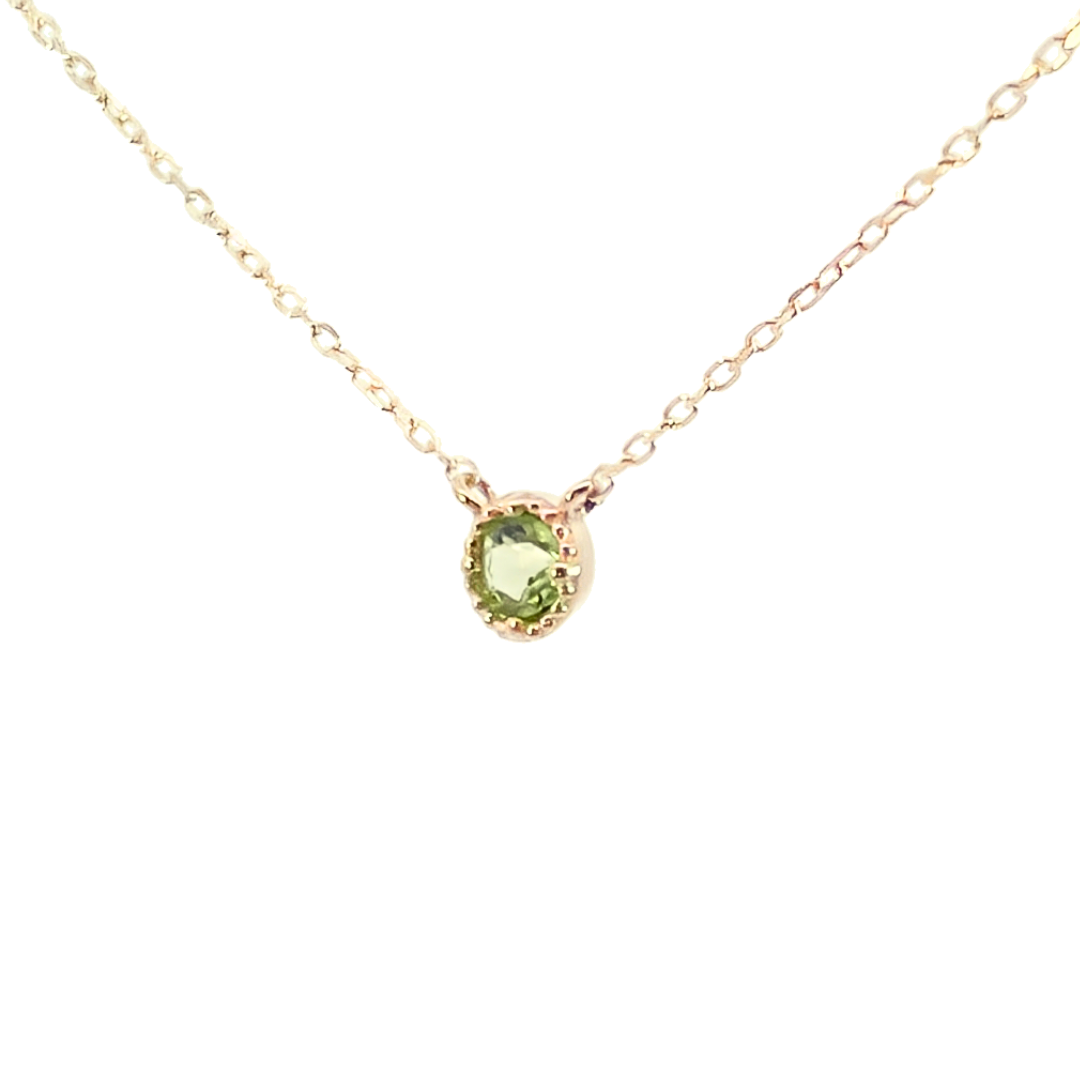 ペリドット ミルグレインネックレス K10YG