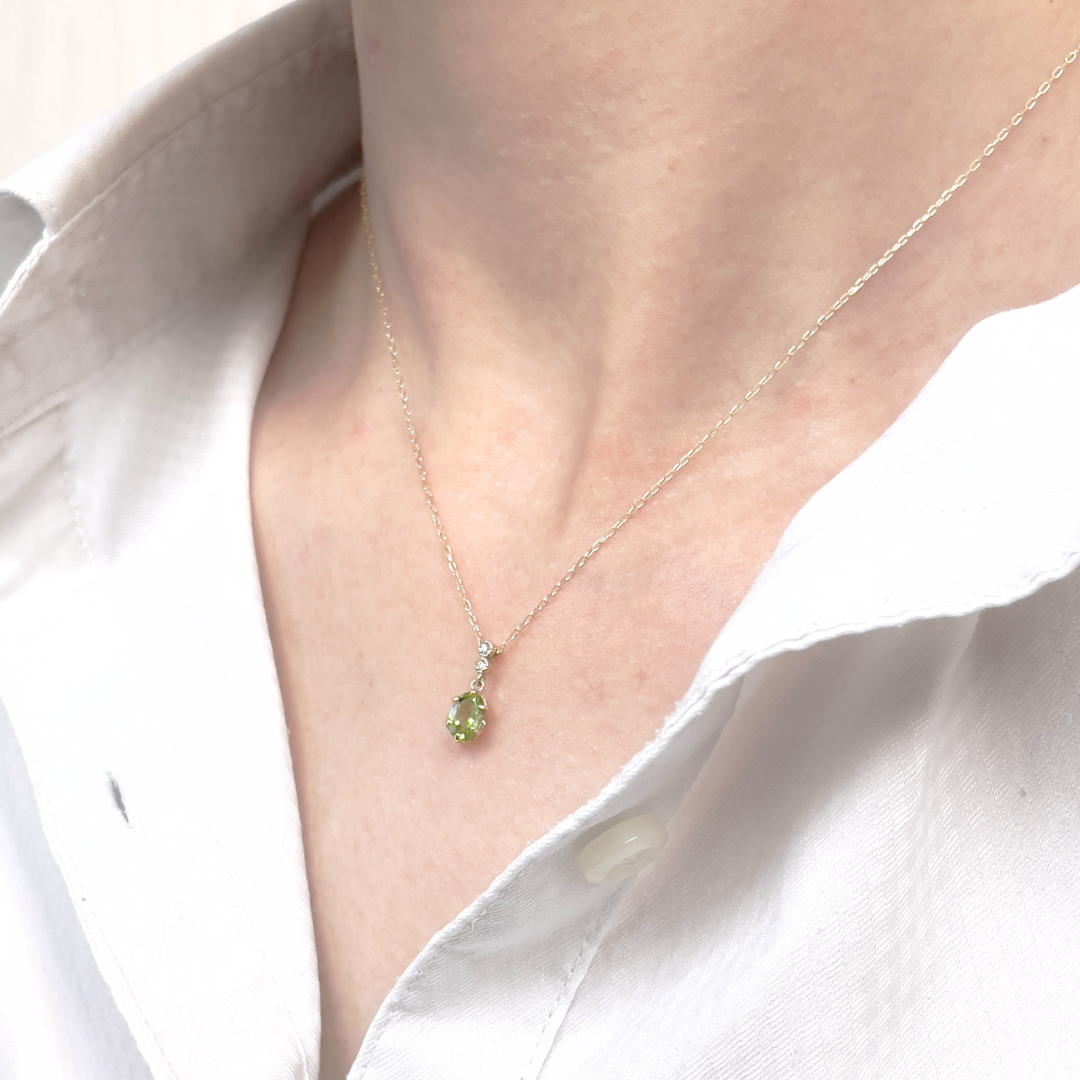 ペリドット×ダイヤモンド0.01ct ネックレス K10YG