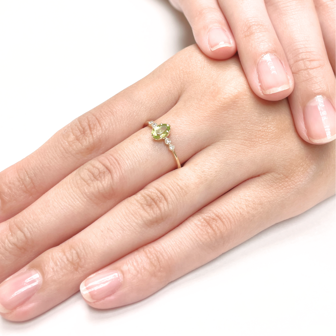 ペリドット×ダイヤモンド0.03ct リング K10YG