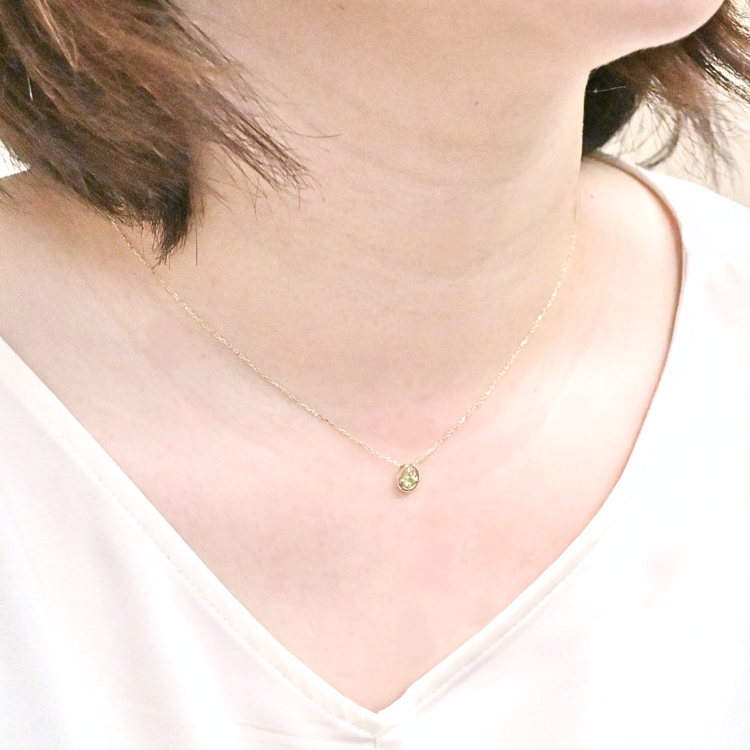 ペリドット×ダイヤモンド0.01ct ホースシューネックレス K10YG