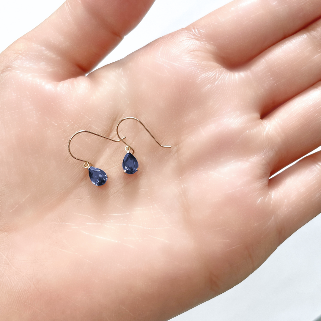 アイオライト　ペアシェイプカット　フックピアス　K10YG