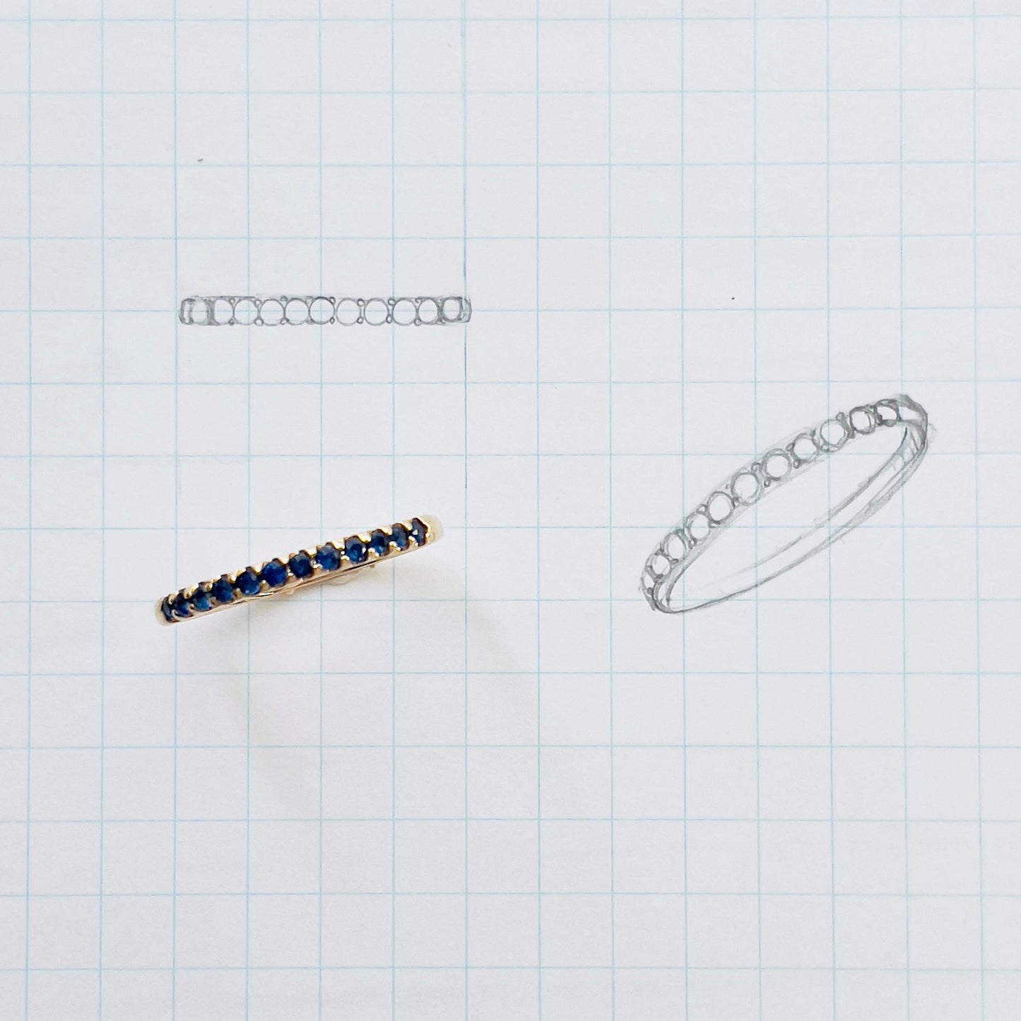 サファイア ハーフエタニティ リング K10YG