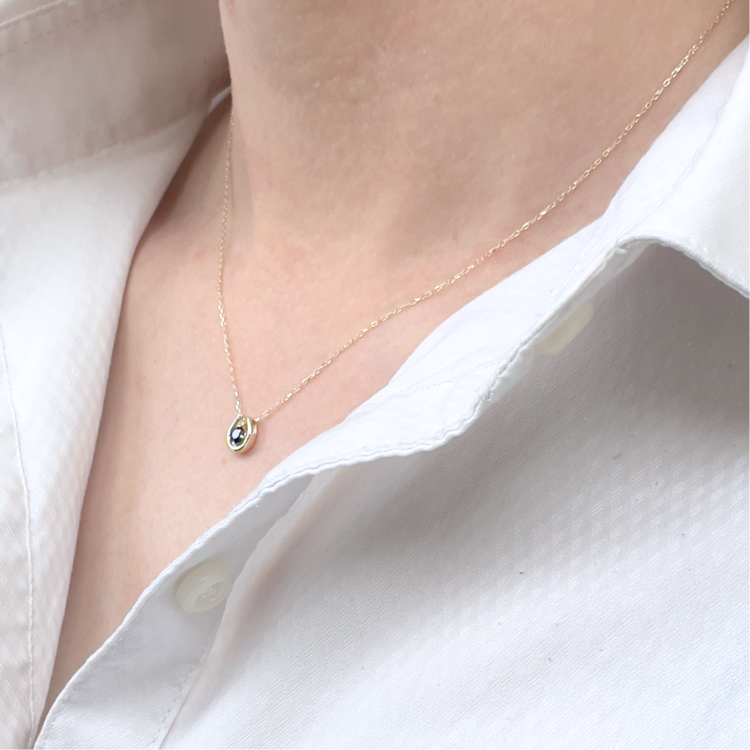 サファイア×ダイヤモンド0.01ct ホースシューネックレス K10YG