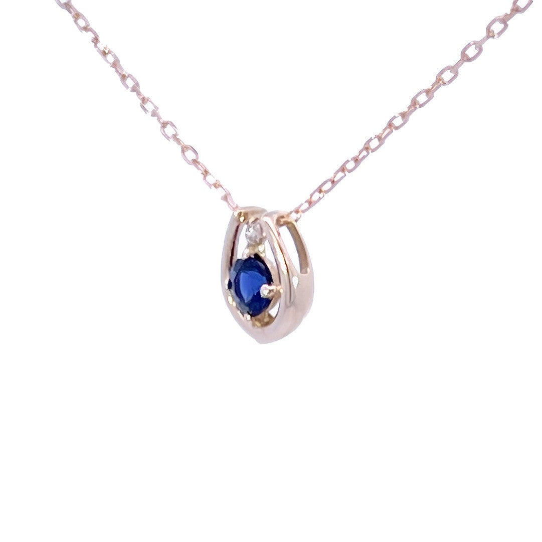 サファイア×ダイヤモンド0.01ct ホースシューネックレス K10YG