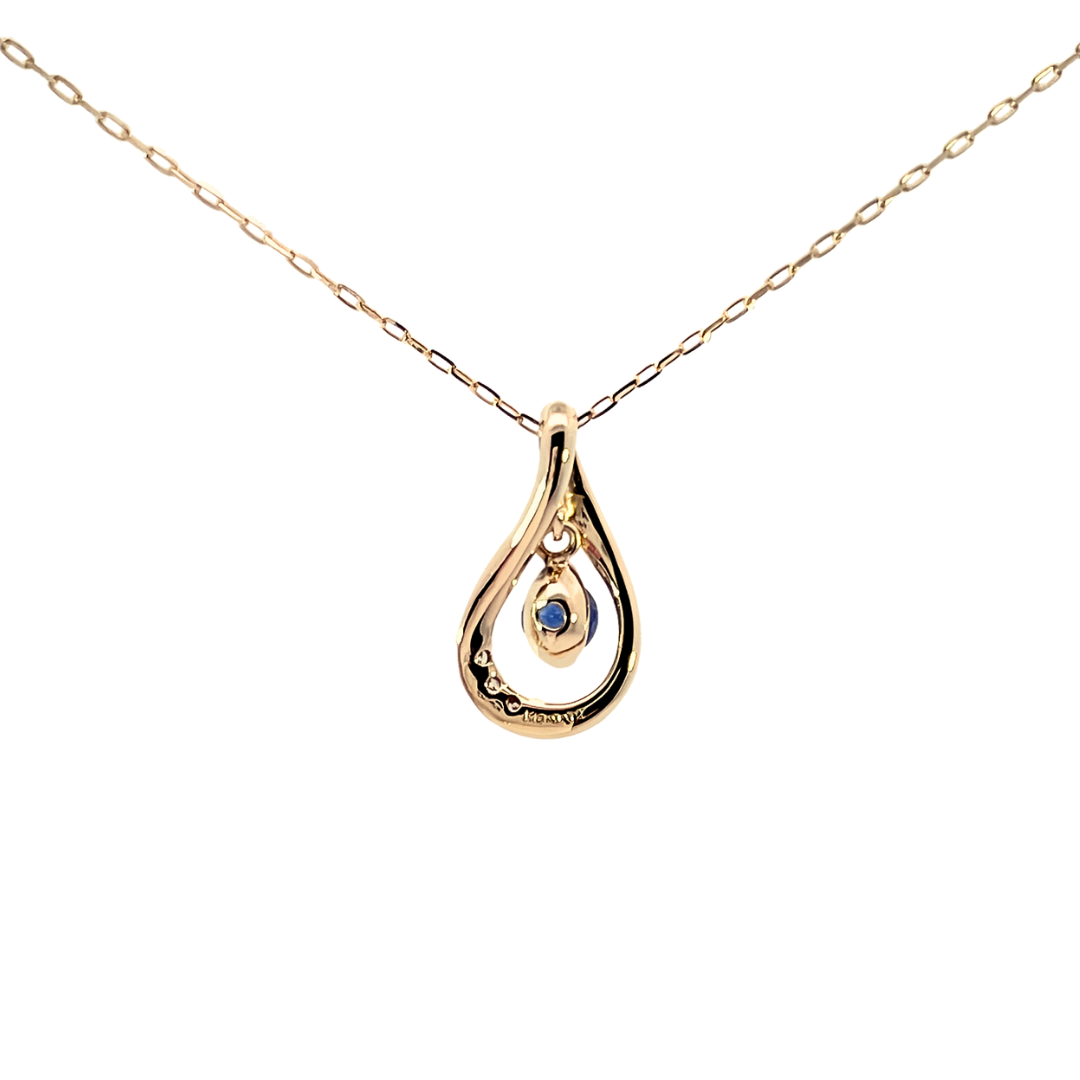 サファイア×ダイヤモンド ドロップネックレス K10YG