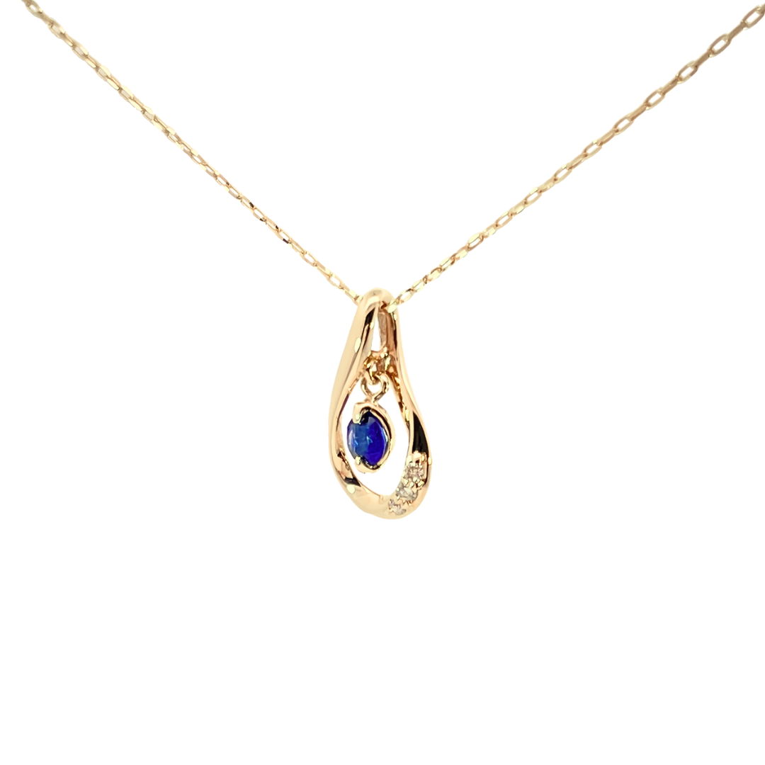 サファイア×ダイヤモンド ドロップネックレス K10YG