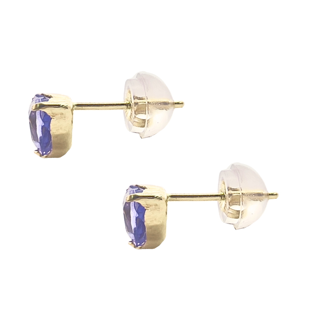 タンザナイト　ハートシェイプカット　ピアス　K10YG