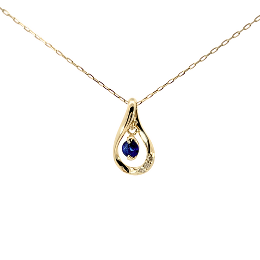 サファイア×ダイヤモンド ドロップネックレス K10YG