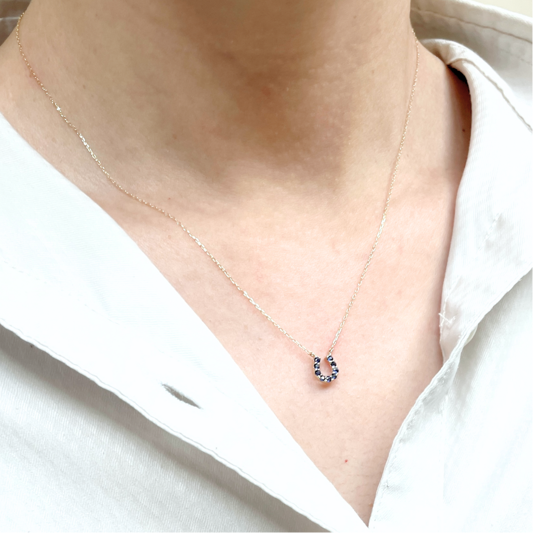 サファイアバテイネックレス　K10YG