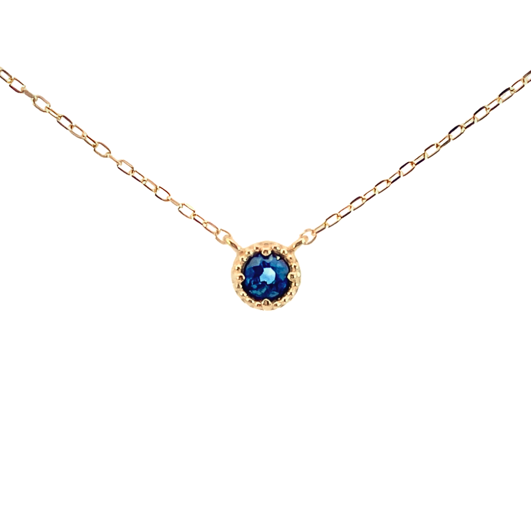 サファイア ミルグレインネックレス K10YG