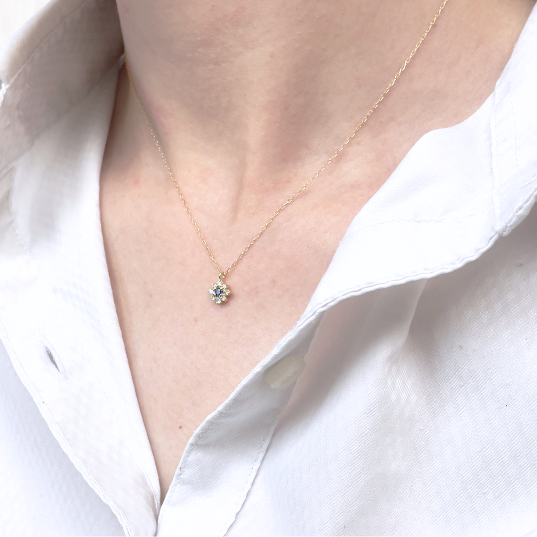 サファイア×ダイヤモンド0.07ct ネックレス K18YG