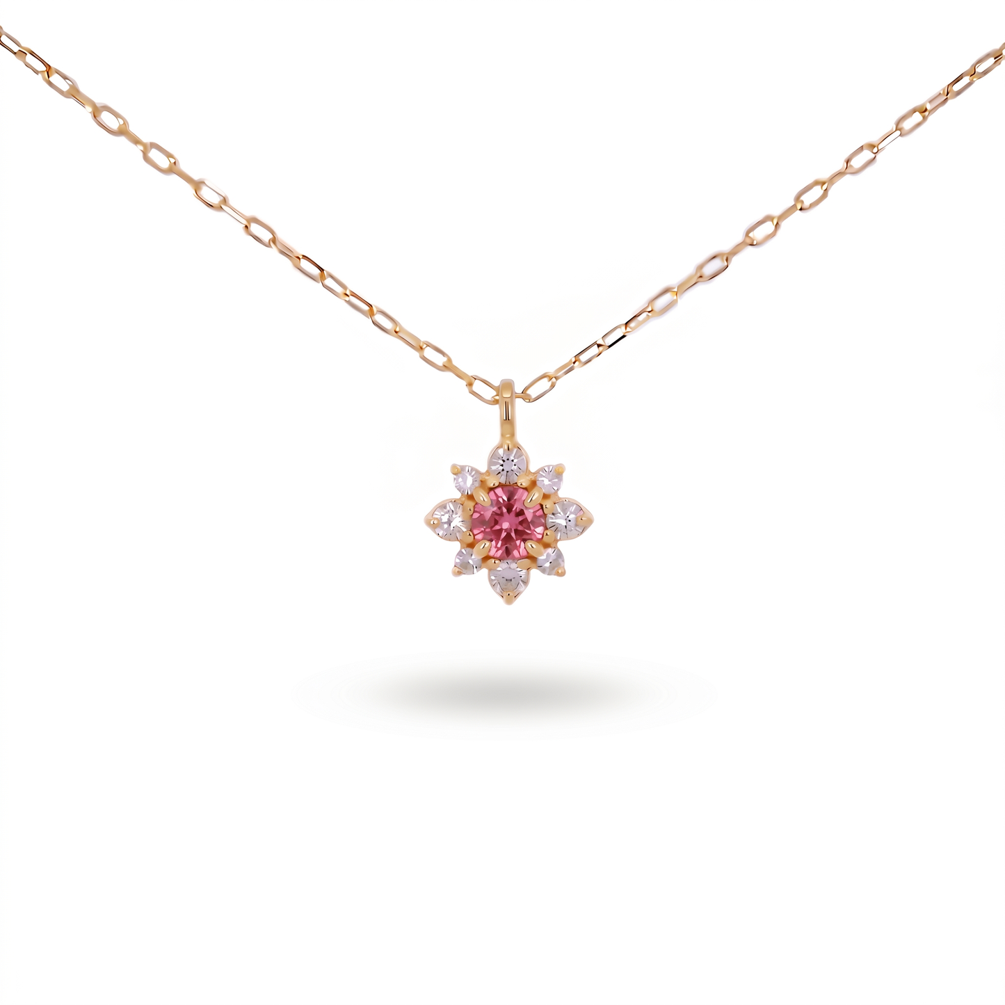 ピンクトルマリン×ダイヤモンド0.07ct ネックレス K18YG