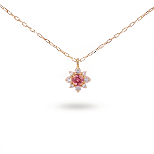 ピンクトルマリン×ダイヤモンド0.07ct ネックレス K18YG
