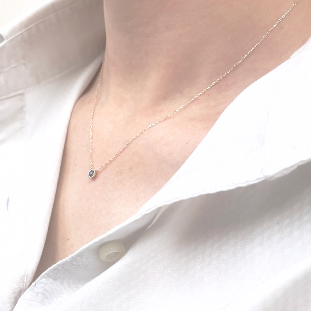 サファイア ミルグレインネックレス K10YG