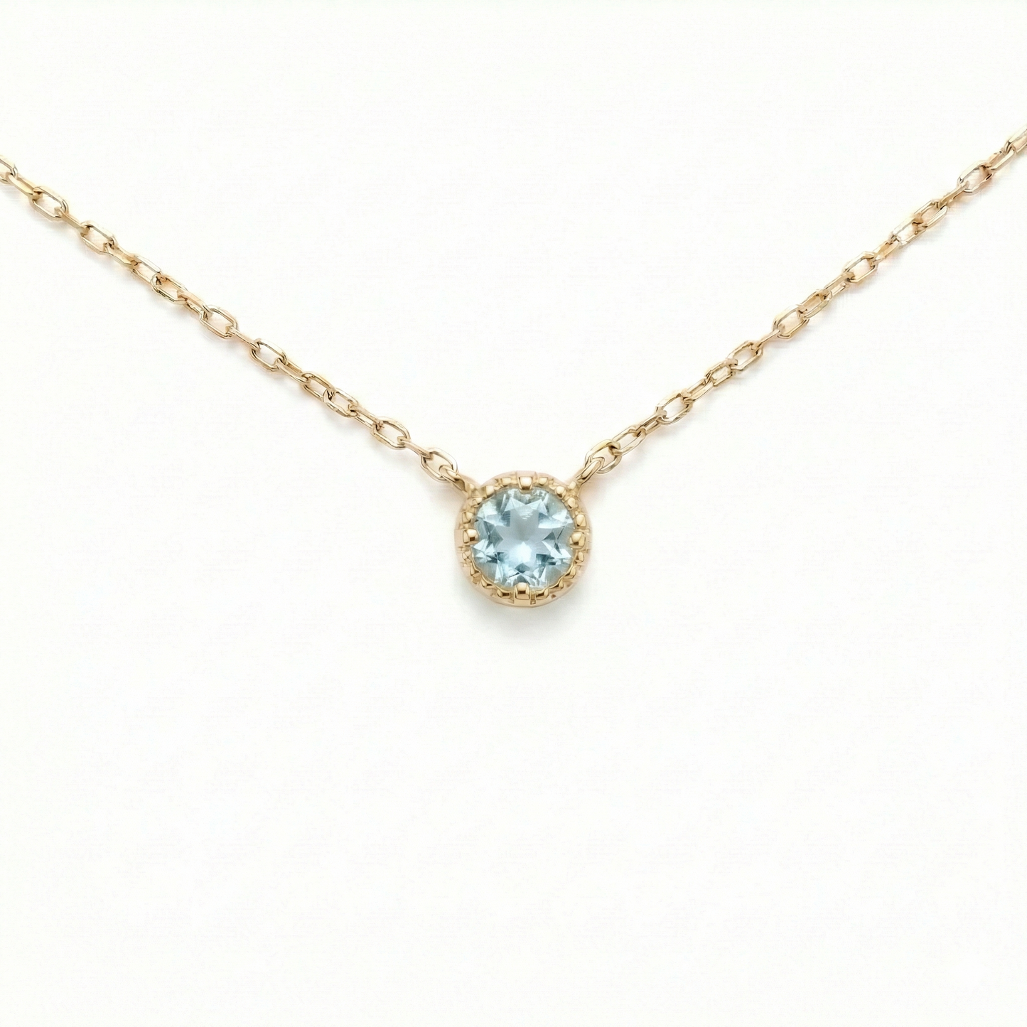 アクアマリン ミルグレインネックレス K10YG