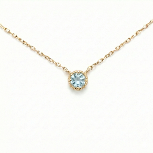 アクアマリン ミルグレインネックレス K10YG