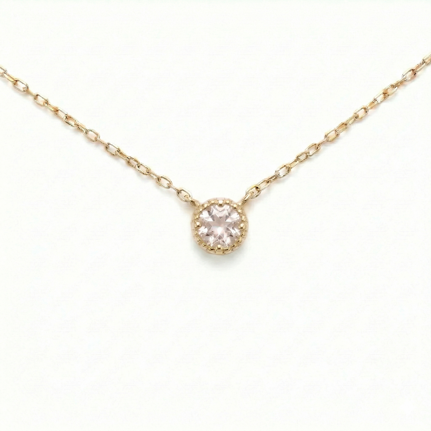 モルガナイト　ミルグレイン　ネックレス　K10YG