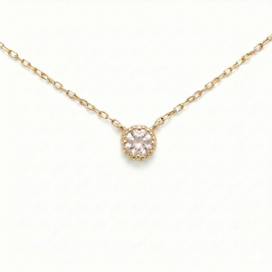 モルガナイト　ミルグレイン　ネックレス　K10YG