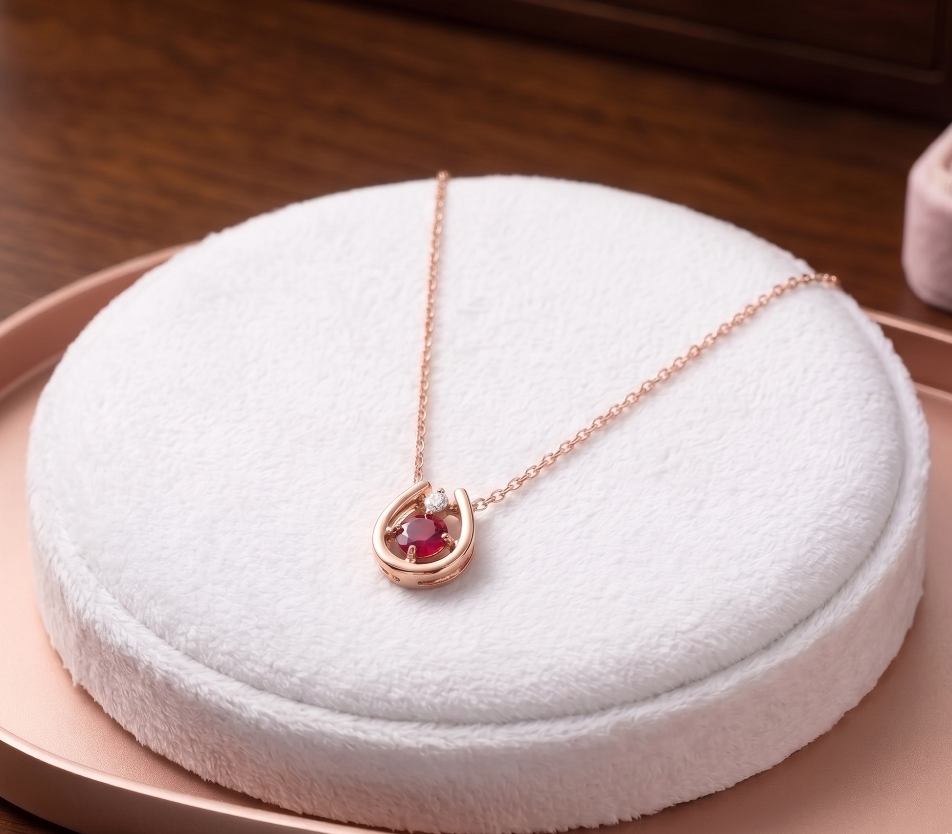 ガーネット×ダイヤモンド0.01ct ホースシューネックレス K10YG | 12story