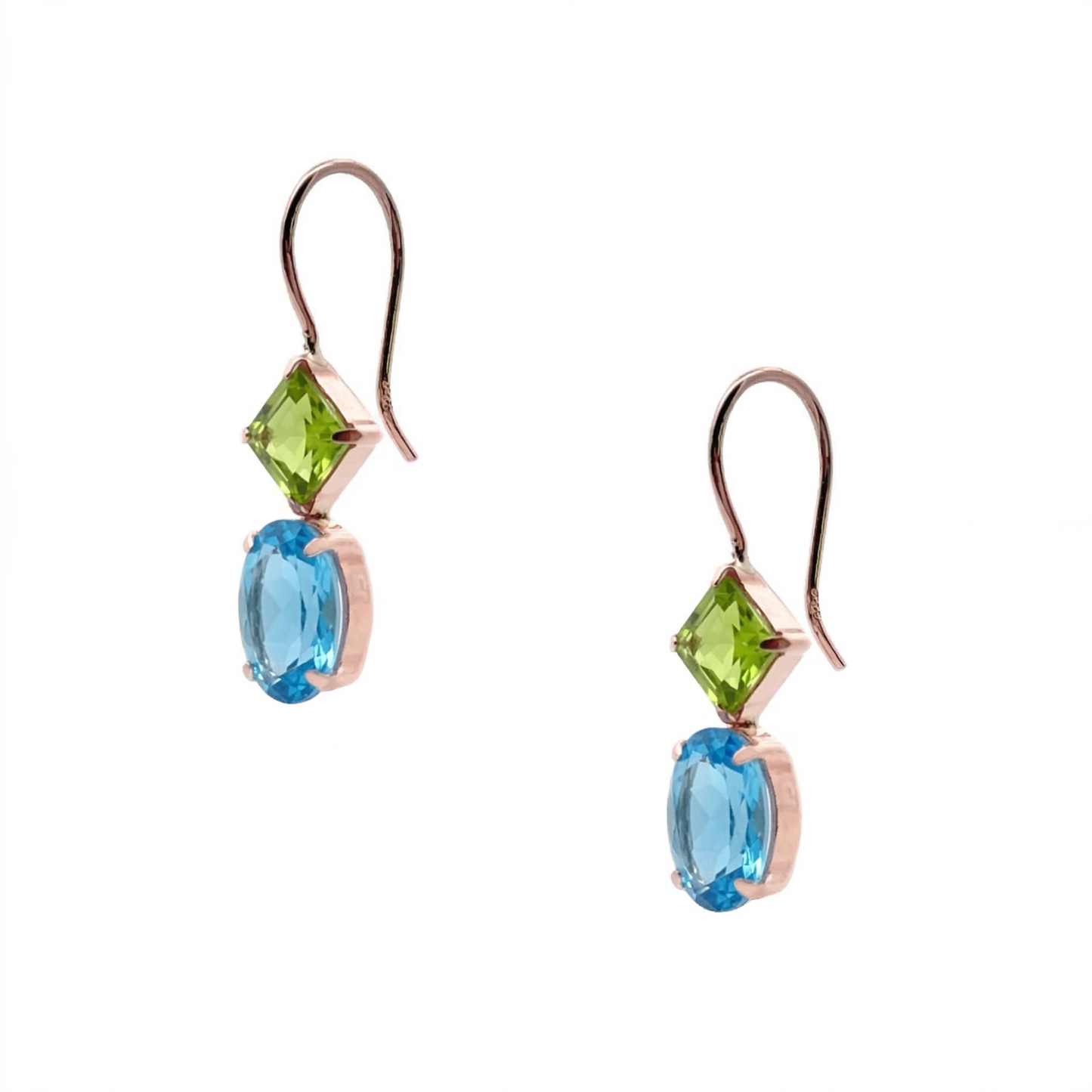 ペリドット×ブルートパーズ　フックピアス　K10YG