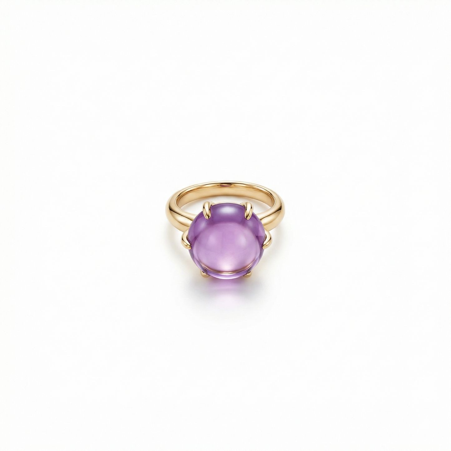 アメジスト　ラウンドカボッション　ミニリング　ペンダントトップ 　K10YG