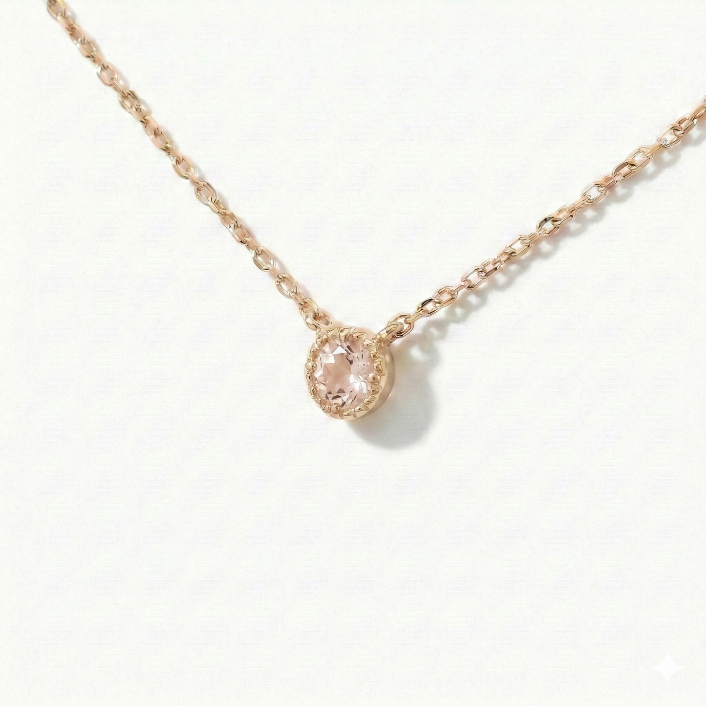 モルガナイト　ミルグレイン　ネックレス　K10YG