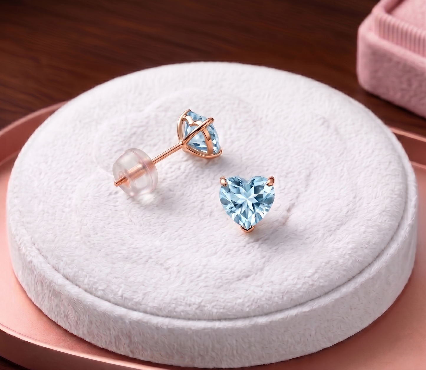 アクアマリン　ハートシェイプカット　ピアス　K10YG