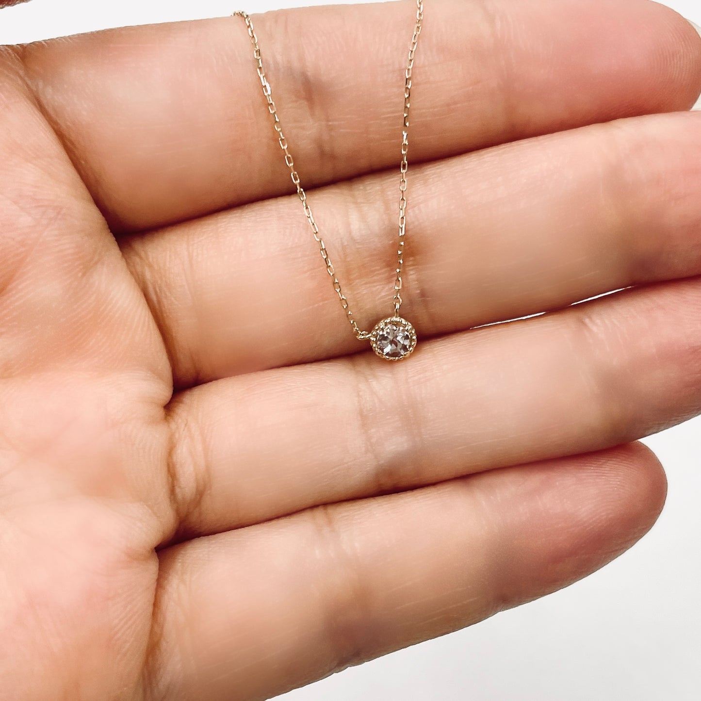 モルガナイト　ミルグレイン　ネックレス　K10YG