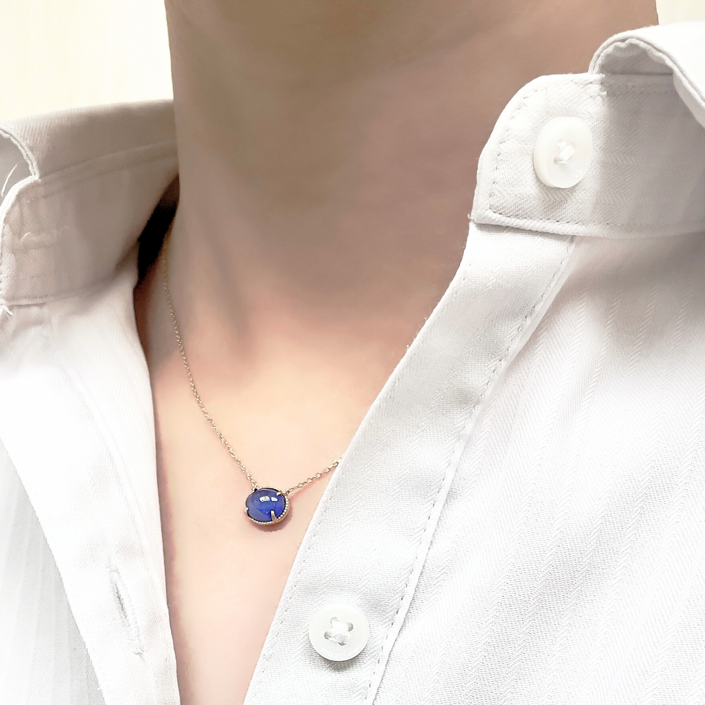 タンザナイト　ミルグレイン　ネックレス　K10YG