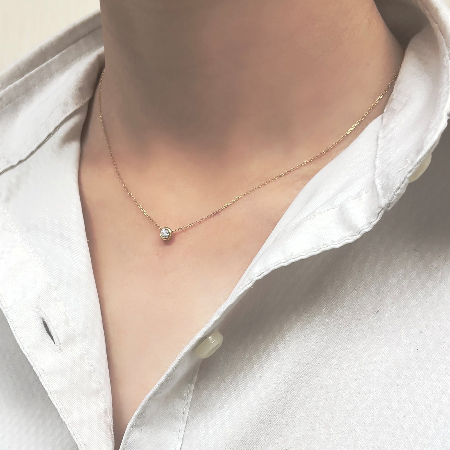 ダイヤモンド　シンプルソリティア　ネックレス　K10YG