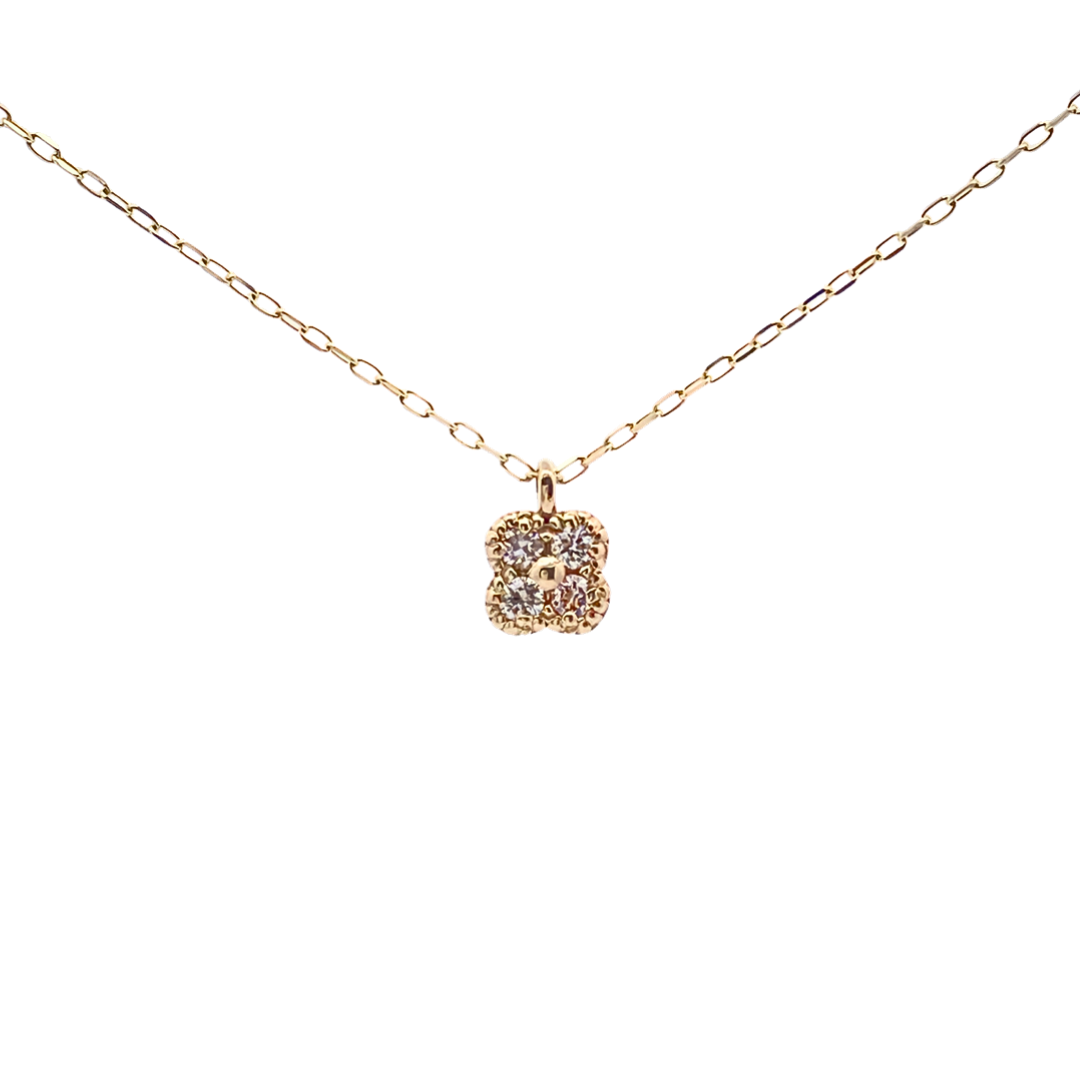 ダイヤモンド0.05ct クローバーネックレス K10YG