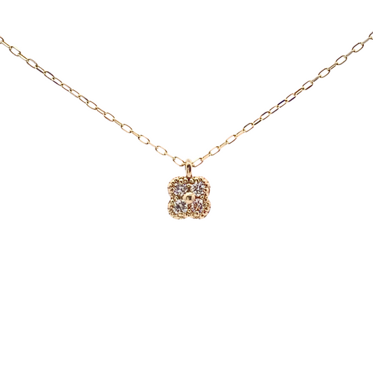 ダイヤモンド0.05ct クローバーネックレス K10YG