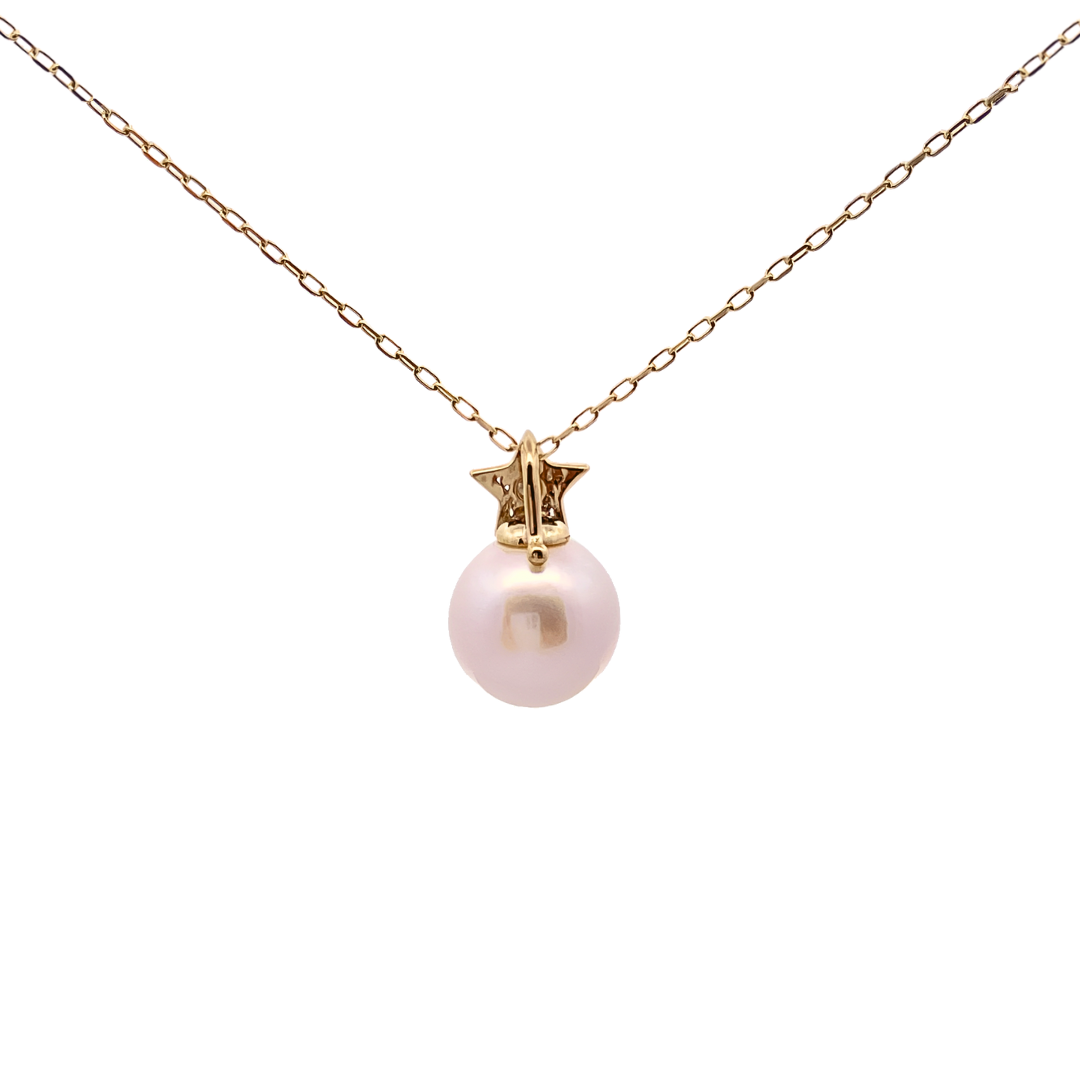 アコヤパール×ダイヤモンド0.01ct スターネックレス K10YG