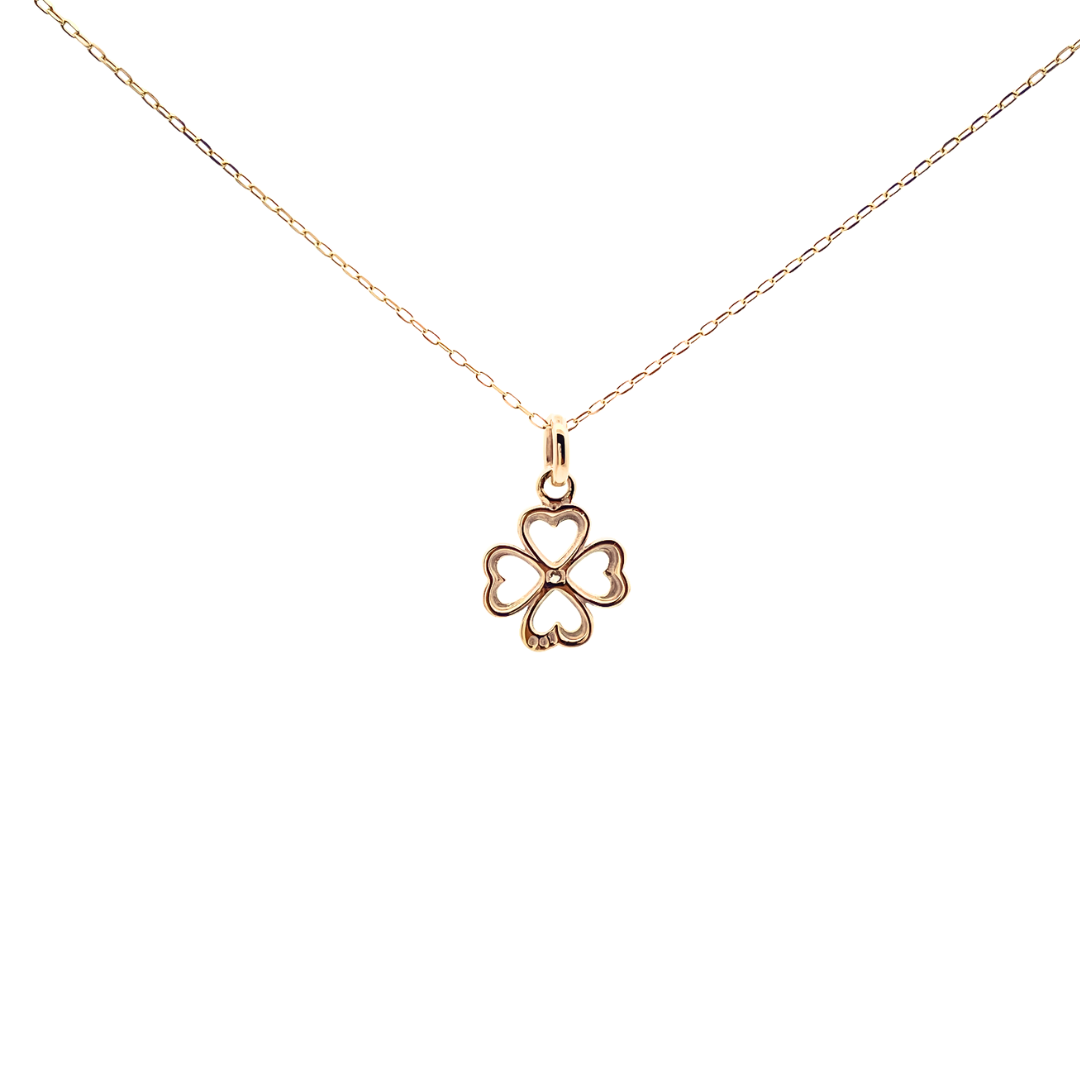 ダイヤモンド 0.01ct クローバーネックレス K10YG