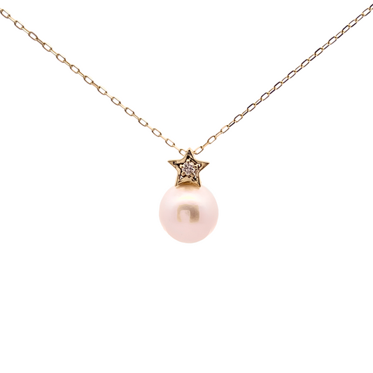 アコヤパール×ダイヤモンド0.01ct スターネックレス K10YG