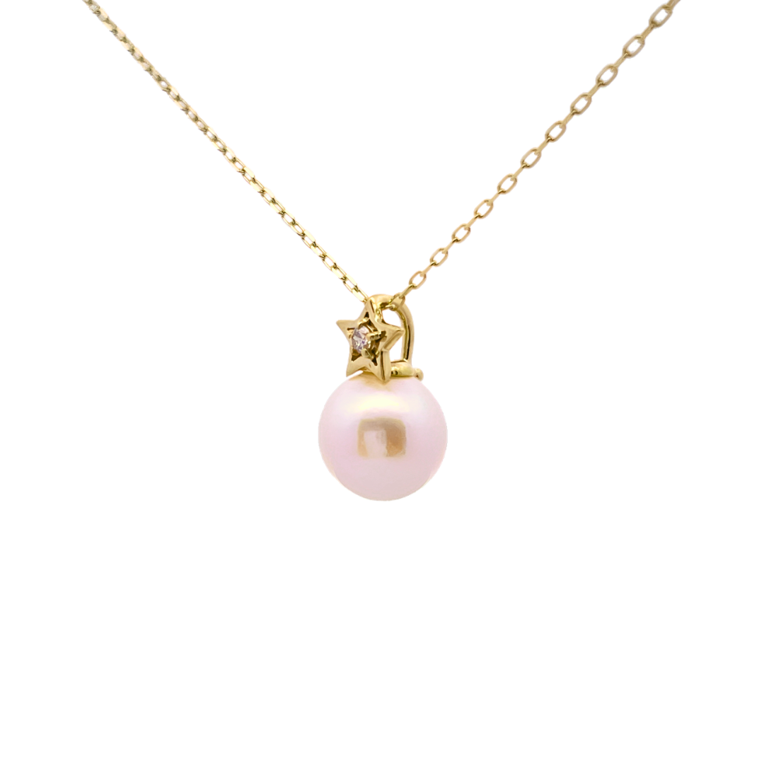 アコヤパール×ダイヤモンド0.01ct スターネックレス K10YG