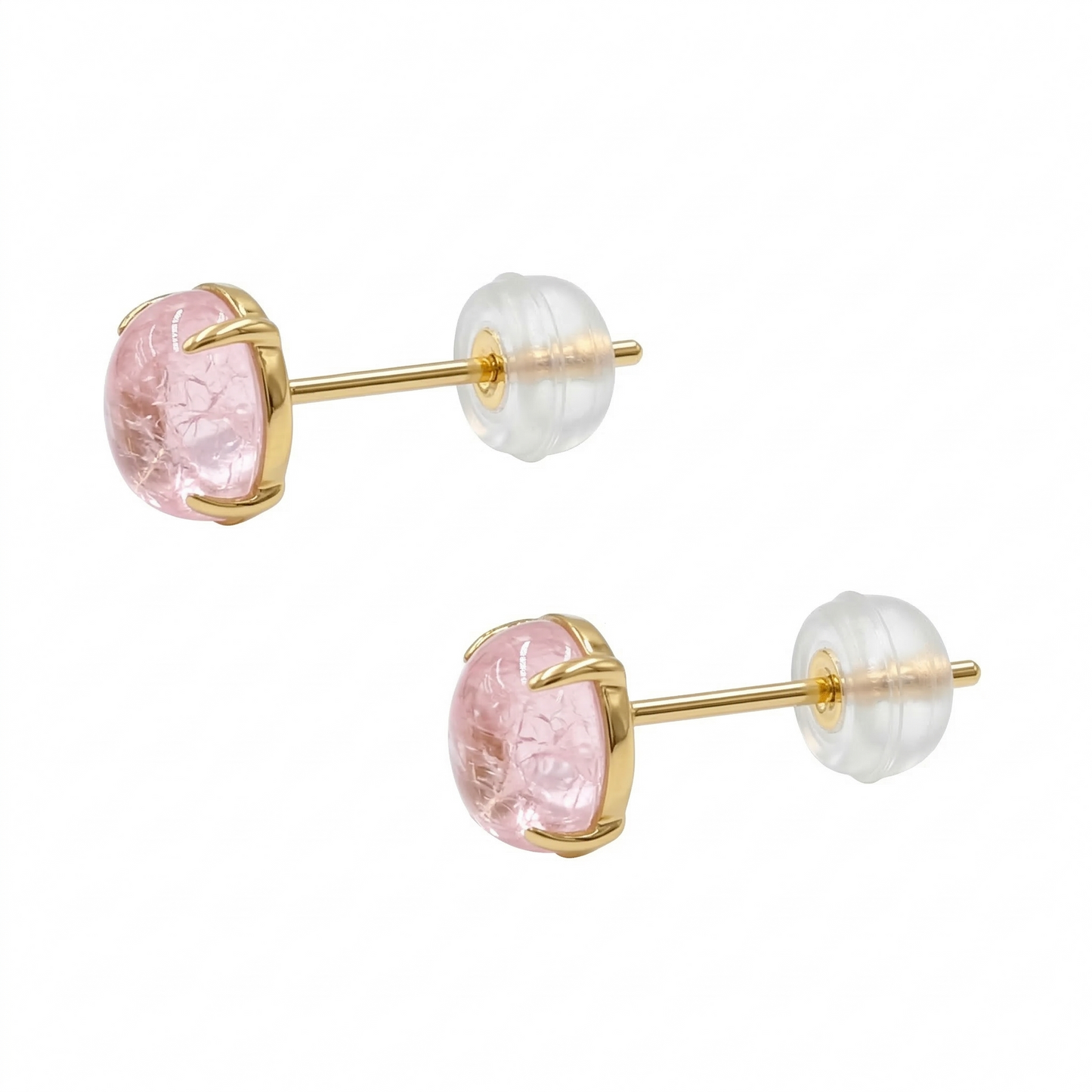 モルガナイト　カボッション　スタッドピアス　K10YG