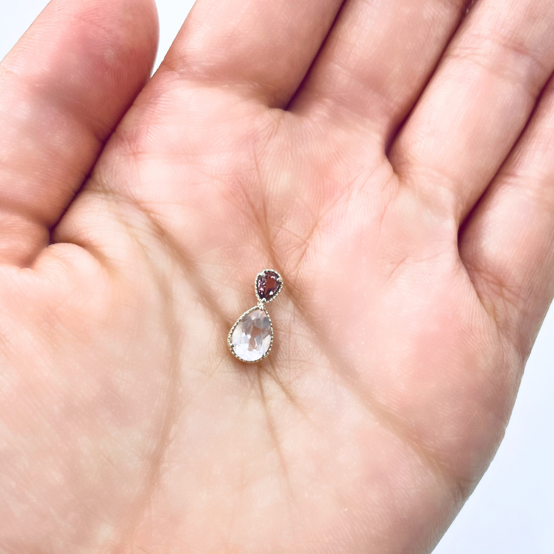 ローズクォーツ×ピンクトルマリン　ペンダントトップ　K10YG