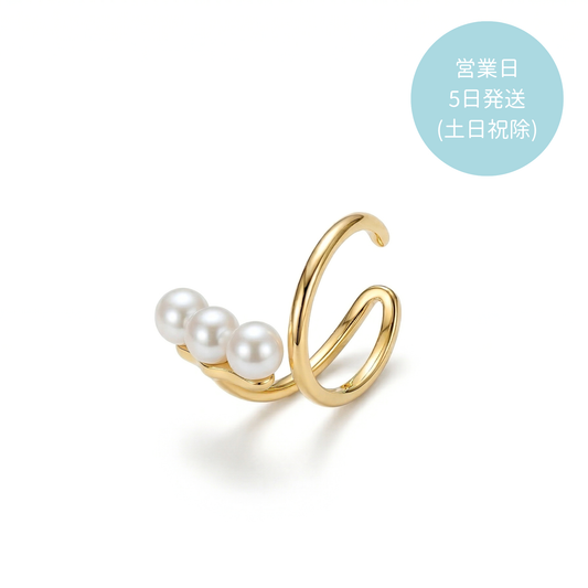 淡水パール　シンプルイヤーカフ　シルバー