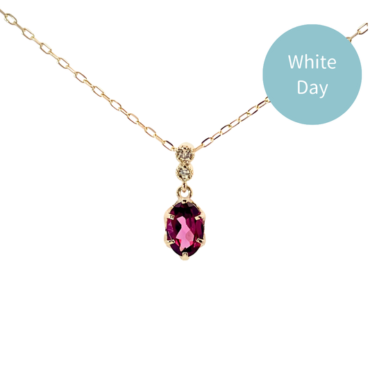 ロードライトガーネット×ダイヤモンド0.01ct ネックレス K10YG